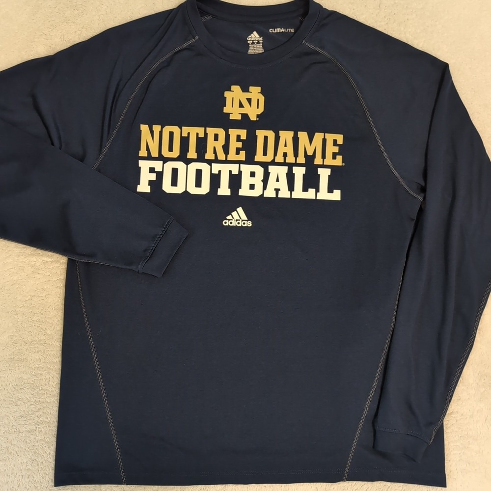 NEW University of Notre Dame Adidas Climalite Official Protect The House Blue